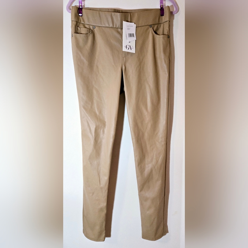 Gloria Vanderbilt Tan Pleather Pants, Size 4 or 6
